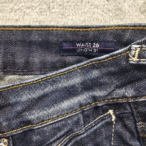 Vigoss Jagger Skinny Jeans Women's Size 26x31 Blue Denim Embroidered Distressed - Picture 9 of 14